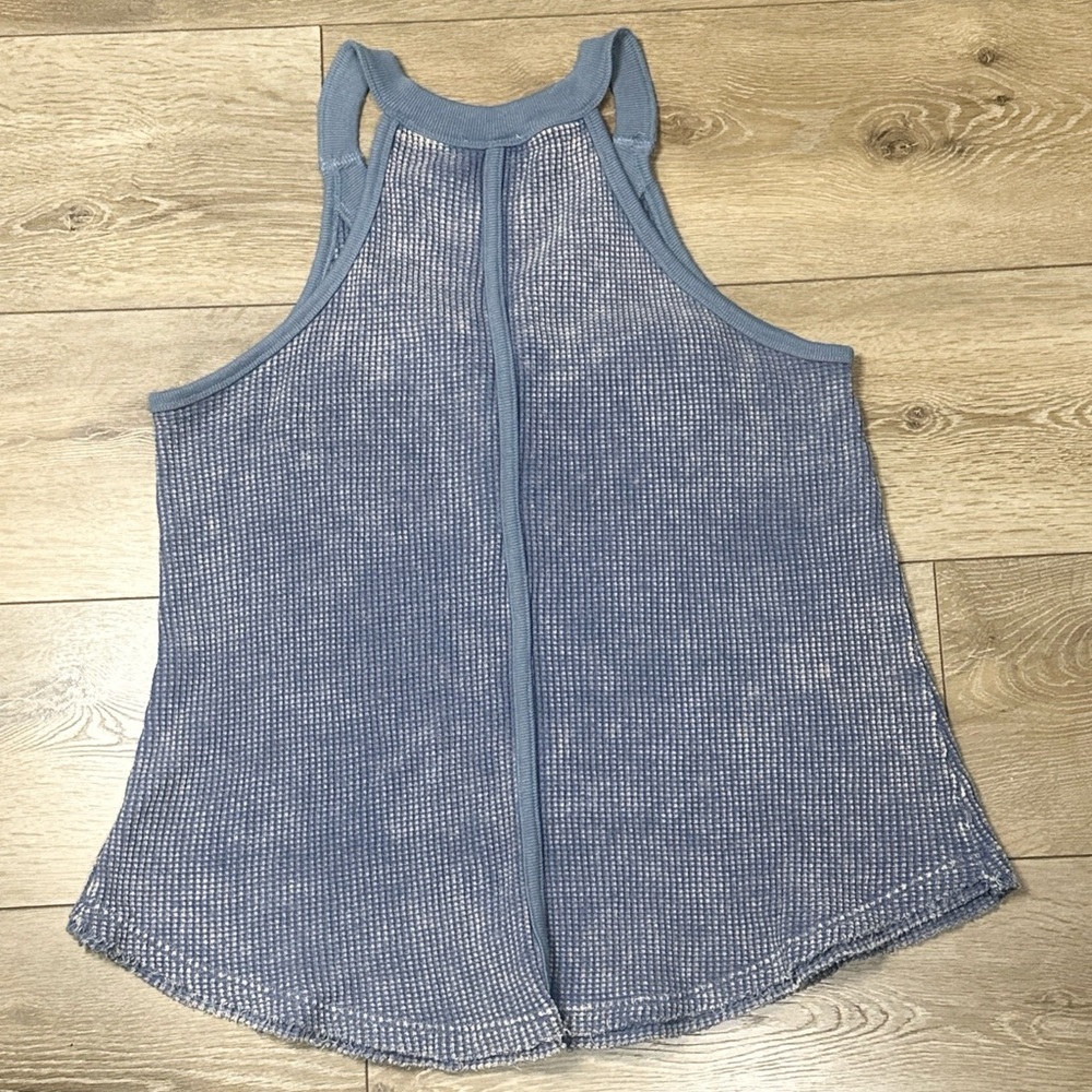 •Sold•  White Birch Acid Wash Waffle Knit Henley Tank Top - Picture 8 of 9